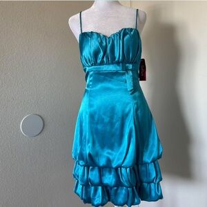 Vintage Juliet Teal Satin Bubble Hem Party Dress NWT Size M